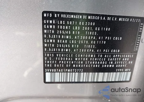 2023 Volkswagen Tiguan 2.0T Se R-Line Black из США, поврежденный, VIN 3VV8B7AX1PM072772